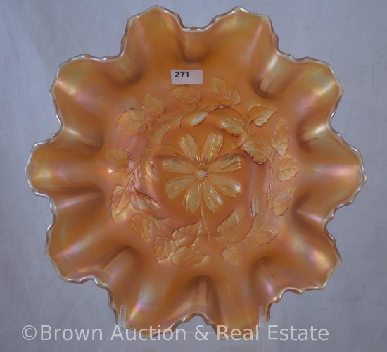 Carnival Glass Cosmos Vt. 9.5"d bowl, marigold