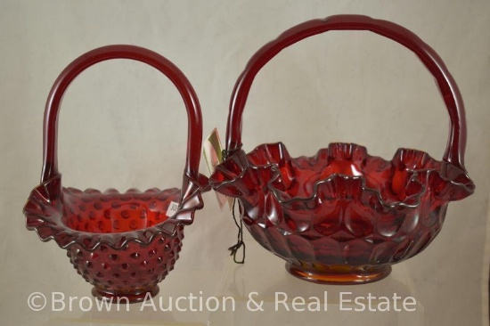 (2) Mrkd. Fenton ruby red baskets