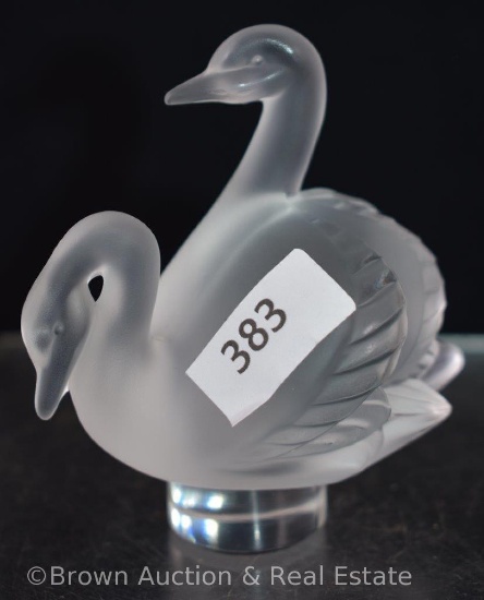 Signed Lalique France 3.25"h Swans figurine