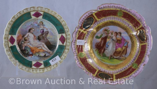 (2) Austria pieces with Classical scenes: 6"d plate and 7.25"d x 2.25"h bowl