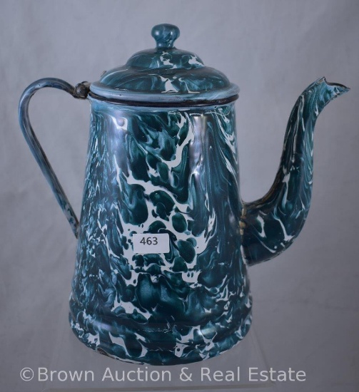 Green swirl Granite 8.75"h coffee pot