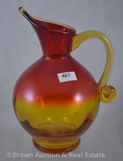 Ruby Amberina Glass 8"h pitcher, Blenko style