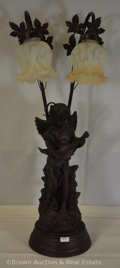 Art Nouveau 26" tall figural Cherub elec. Lamp