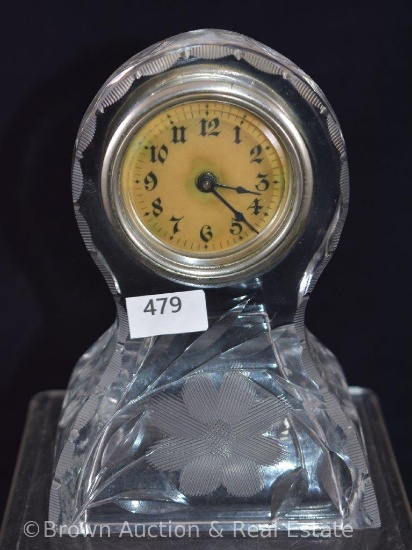 Etched Crystal 5.5"h clock