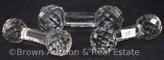 (3) Cut Glass knife rests, (1) 5.5" and (2) 4.5"
