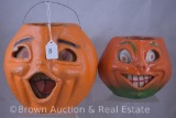 (2)Vintage Paper mache Jack-o-Lanterns