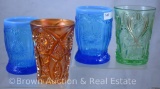 (4) Assorted tumblers - Carnival and EAPG (damage to 1)