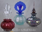 (2) Fenton perfume bottles and (1) Contemporary Art Glass perfume bottle