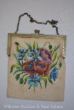 Vintage beaded purse, colorful flowers