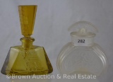(2) Art Deco perfume bottles: 1-Melba frosted 3.5