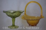 Fenton amber Hobnail basket and Imperial Glass 7