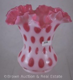 Fenton Cranberry opalescent Coin Dot 6.25