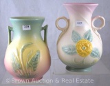 (2) Hull vases: Open Rose 135-6