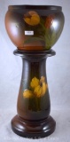 Weller Louwelsa jardiniere and pedestal decorated with Tulips, 18