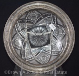 Cut Glass bowl with silver rim (possible Sterling), 8