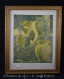 Maxfield Parrish print - Queen Gulnare, framed size 12.5