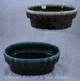 (2) Hull I-21 planters, green and blue