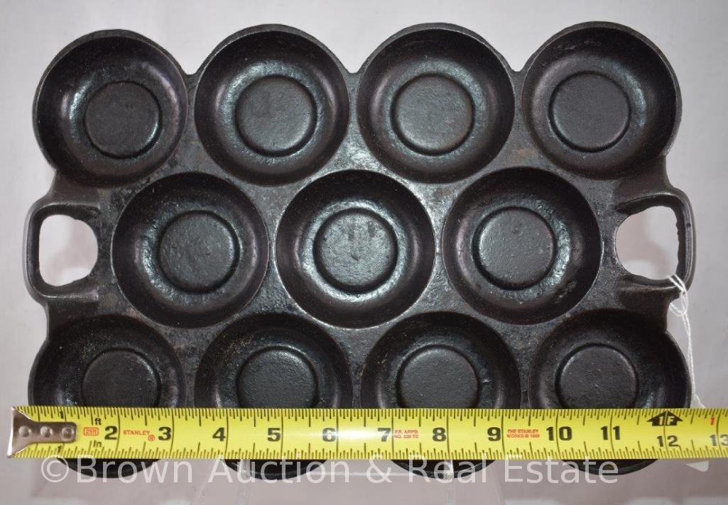 At Auction: G.F. Filley cast iron No.12 muffin pan