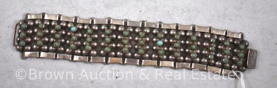 Marked Sterling bracelet with tiny turquoise stones