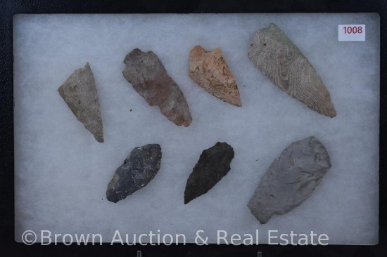 (7) Arrowheads/points/knive, 2" to 3.5" sizes
