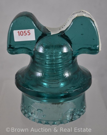 Hemingray Mickey Mouse ears green glass insulator