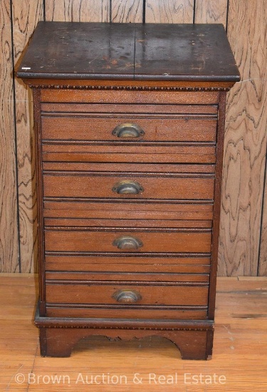 4-drawer solid wood cabinet, 22" square dia. top x 35" tall (drawers are perfect for the Edison