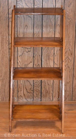 Antique Mission-style 4 tier bookstand, 4'3" tall **BROWN AUCTION WILL NOT SHIP THIS ITEM. BUYER HAS