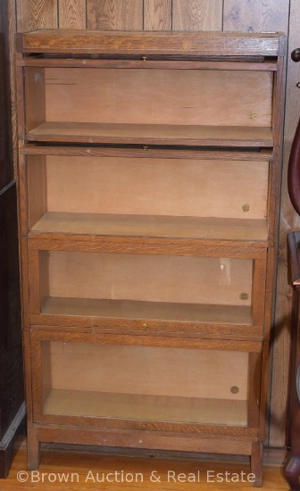 Udell 4-section Oak stacked bookcase, 34"w x 5'3" tall **BROWN AUCTION WILL NOT SHIP THIS ITEM.