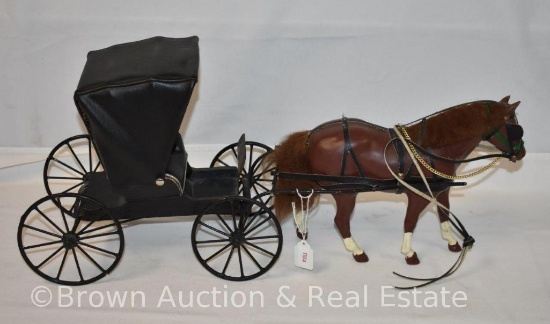 Horse-drawn black carriage, carriage with horse meas. 23"l