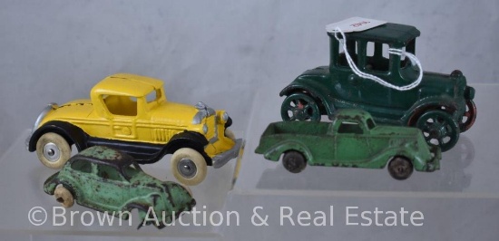 (4) Assorted Cast Iron cars