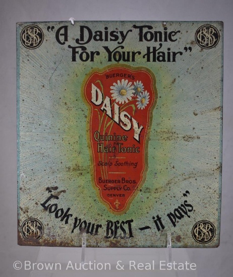 Daisy Hair Tonic tacker sign, 9" x 10"