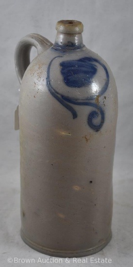 Blue decorated Stoneware salt glazed jug, 11"h