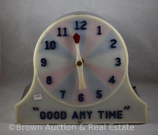 Light-up "Good Any Time" clock display sign