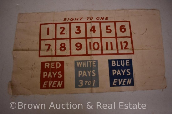 Old tabletop canvas of betting/gambling game