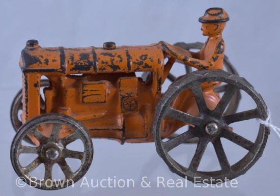 Cast Iron orange 4.25" tractor with driver