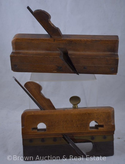 (2) Antique wood planes - 1 is plow plane with brass