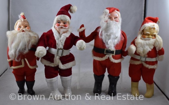 (4) Vintage plush/stuffed Santas