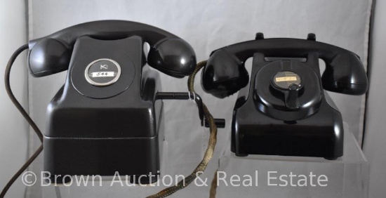 (2) Crank desk telephones - 1 is Kellog 1070 BA Series