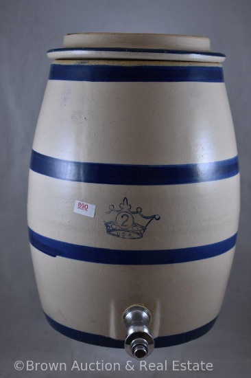 Blue and White Stoneware 2 gal. water cooler (inside only hairline)