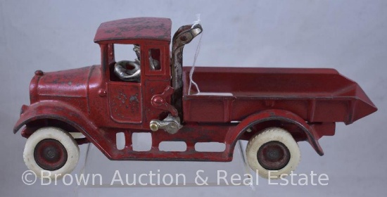 Arcade Cast Iron International Harvester "Red Baby" dump truck, 10.5"l