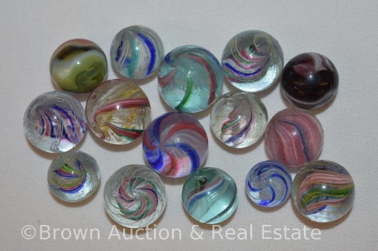 (15) Swirl marbles, 2 sizes