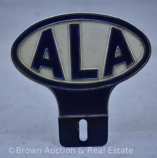 "ALA" porcelain license plate tag topper