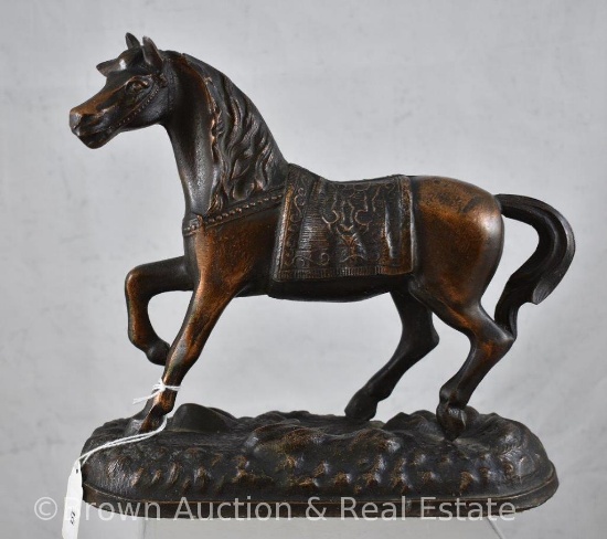 Bronze Horse with blanket statue, 7.75"t