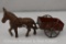 Cast Iron donkey and red pull cart