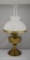 Aladdin brass lamp with swirl milkglass shade