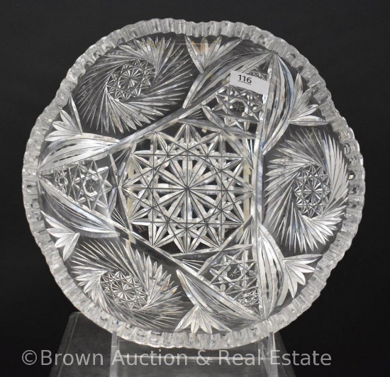 American Brilliant Cut Glass bowl, 8"d x 3.5"h