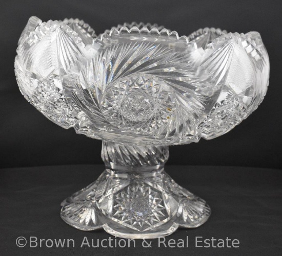 Stunning American Brilliant Cut Glass punch bowl with base