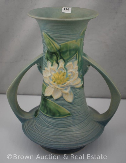 Roseville Water Lily 80-10" vase, blue
