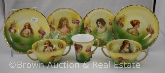 (3) Mrkd. Victoria Austria cup and saucer sets, all with portraits
