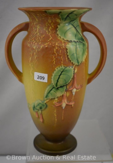 Roseville Fuchsia 899-9" vase, brown